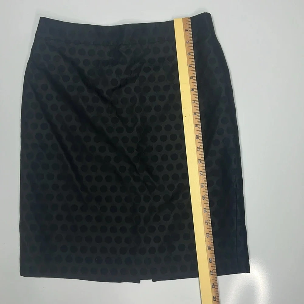Black Pencil Skirt J. Crew Vintage Tonal Polka Dot Print Size 4
